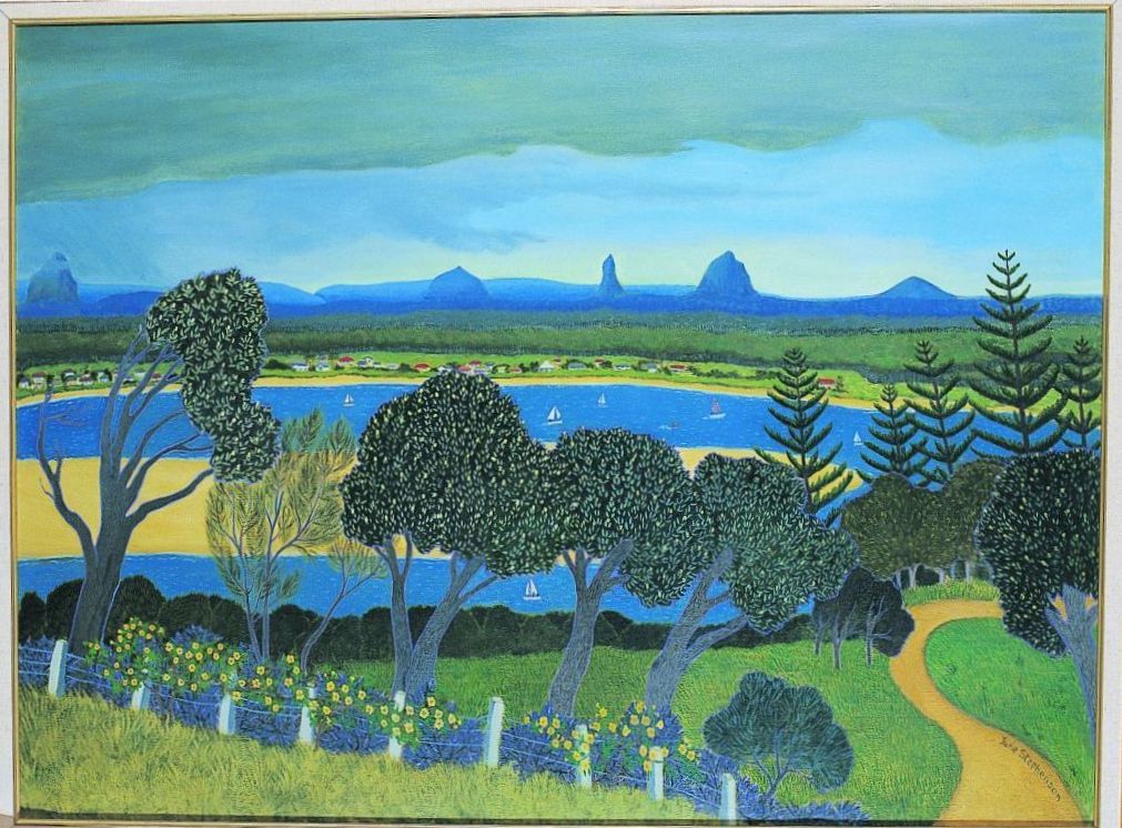 Rain cloud over the Glasshouse Mountains 1979 Queensland Historical Atlas